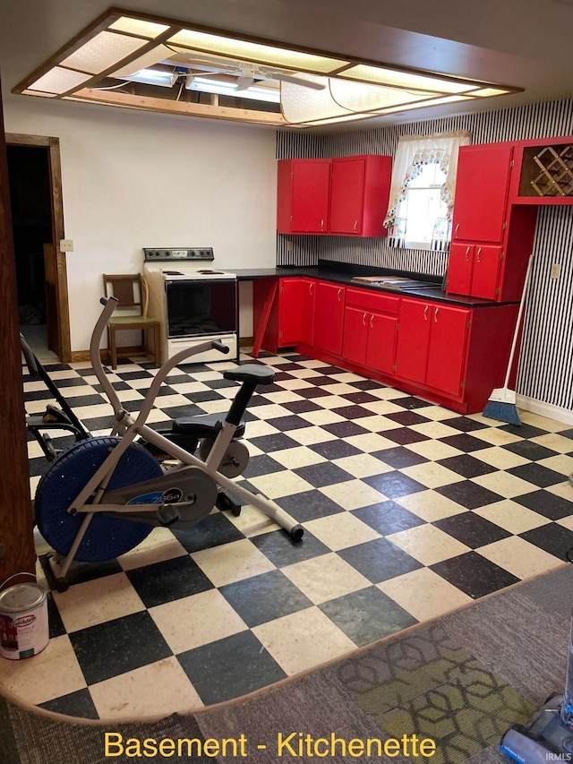 kitchen with white electric range oven