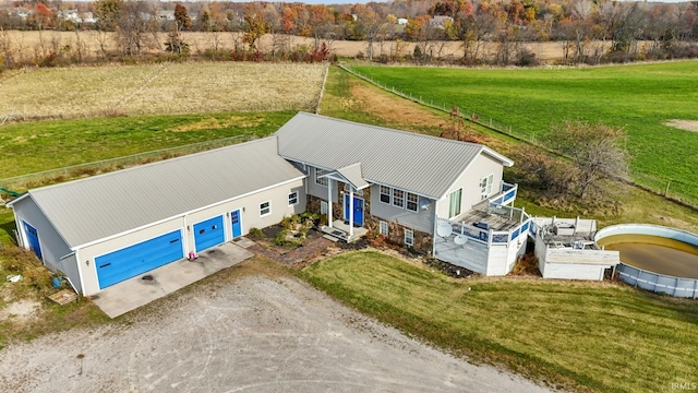 aerial view featuring a rural view