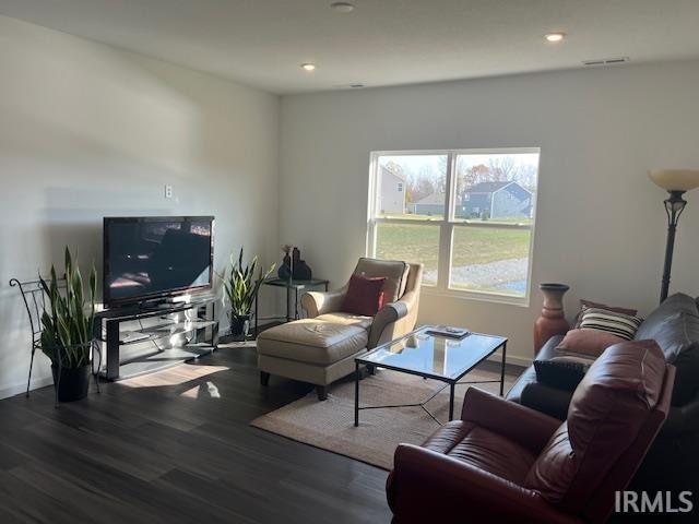 living room with hardwood / wood-style flooring