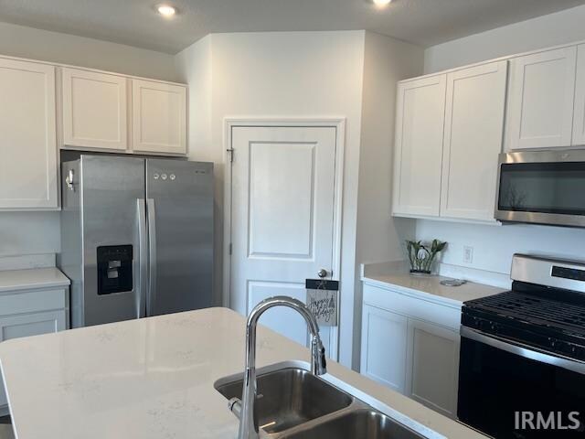 kitchen with white cabinetry and stainless steel appliances