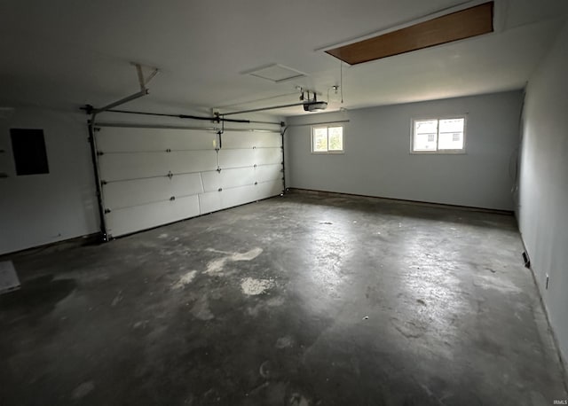 garage with a garage door opener