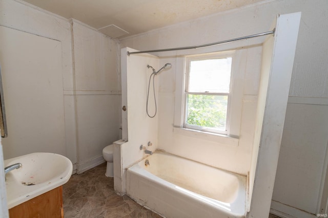 1815 Elwood Ave, South Bend, IN 46628 - bathroom featuring toilet, bathtub / shower combination, and vanity