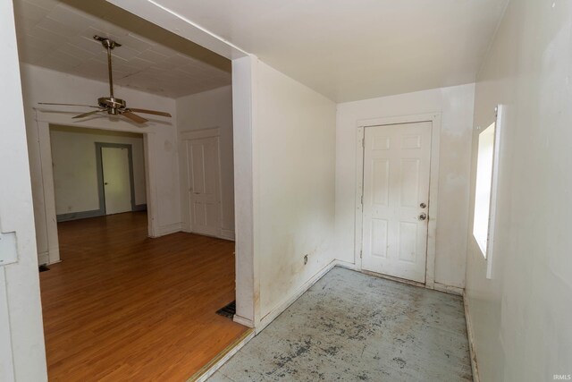 1815 Elwood Ave, South Bend, IN 46628 - entryway with a ceiling fan, baseboards, and wood finished floors