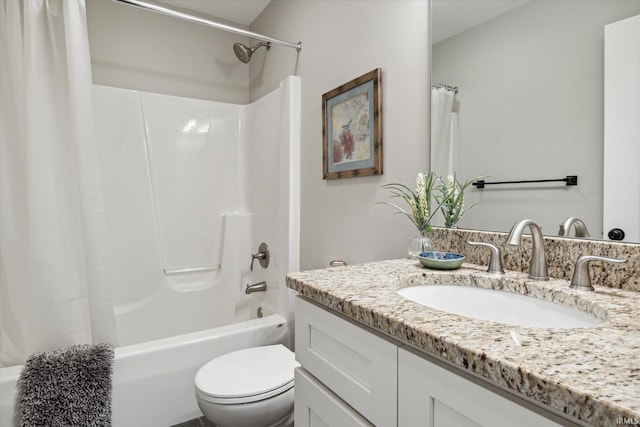 313 Tiger Ct, New Carlisle, IN 46552 - bathroom with vanity, shower / tub combo, and toilet