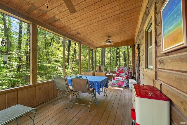 3210 Cedar Gap Ln, Birdseye, IN 47513 - sunroom / solarium featuring ceiling fan, plenty of natural light, and outdoor dining space