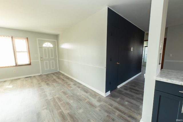 foyer entrance with hardwood / wood-style floors