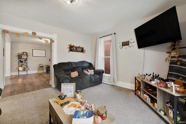 living room with hardwood / wood-style flooring