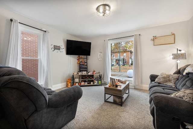 living room featuring carpet flooring