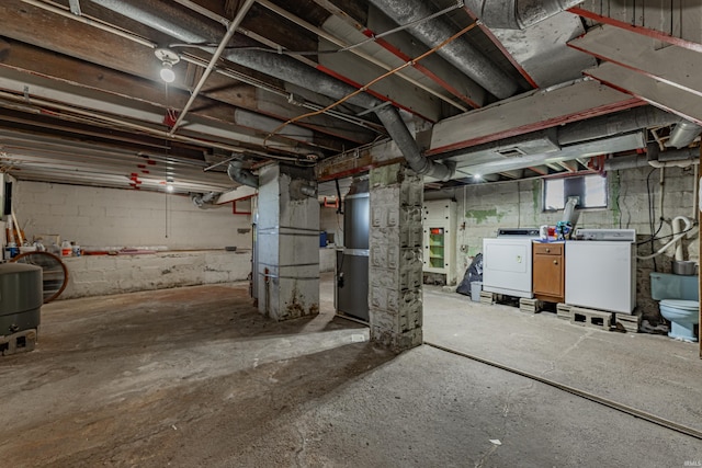 below grade area with separate washer and dryer