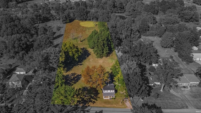 aerial view with a wooded view