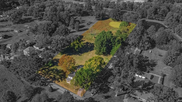 drone / aerial view with a forest view