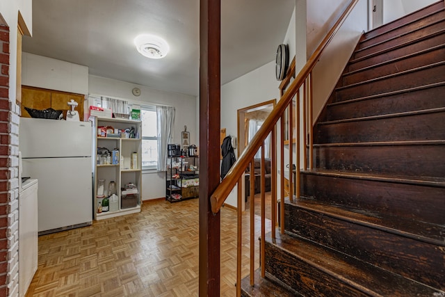 interior space with parquet flooring