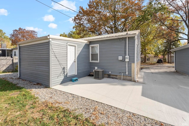 exterior space featuring a patio area and central AC unit