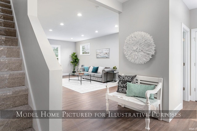 living room with hardwood / wood-style flooring