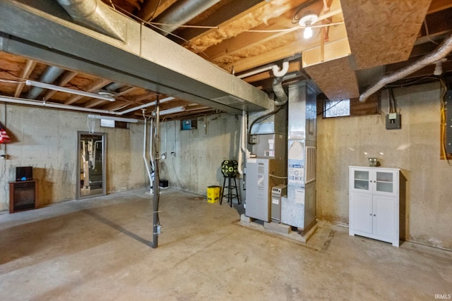 basement with heating unit