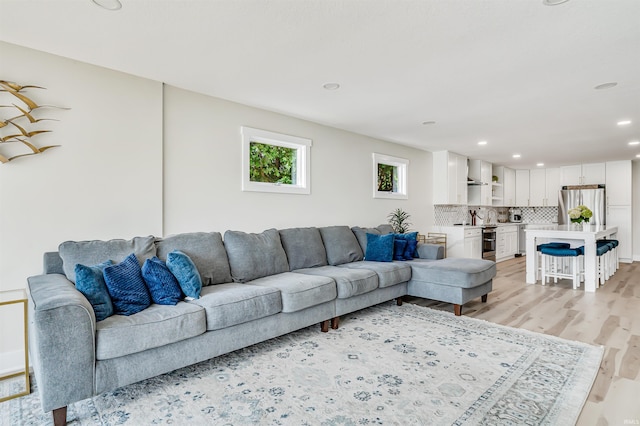 living room featuring light wood-type flooring