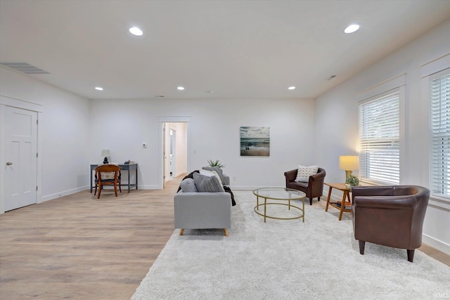 living room featuring light hardwood / wood-style floors