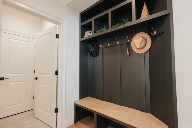 mudroom featuring light hardwood / wood-style flooring