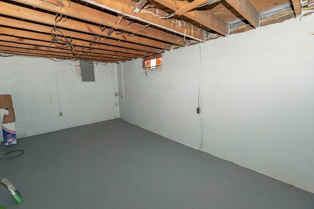 basement featuring electric panel