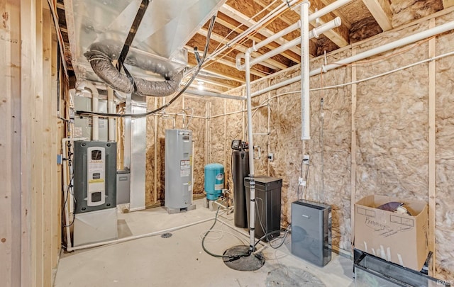 basement with water heater