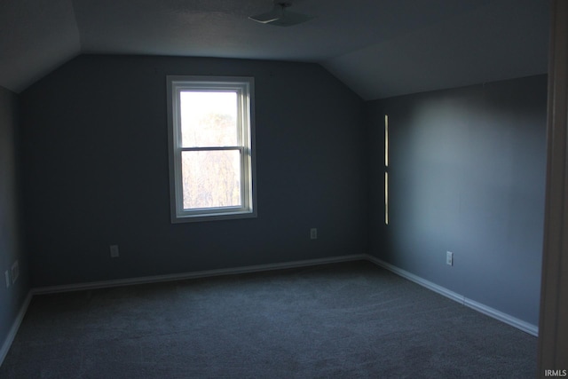 additional living space featuring carpet flooring and vaulted ceiling