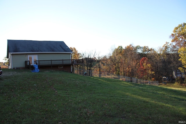 view of yard with a deck