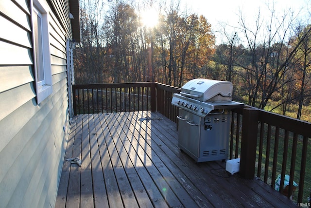 deck featuring grilling area