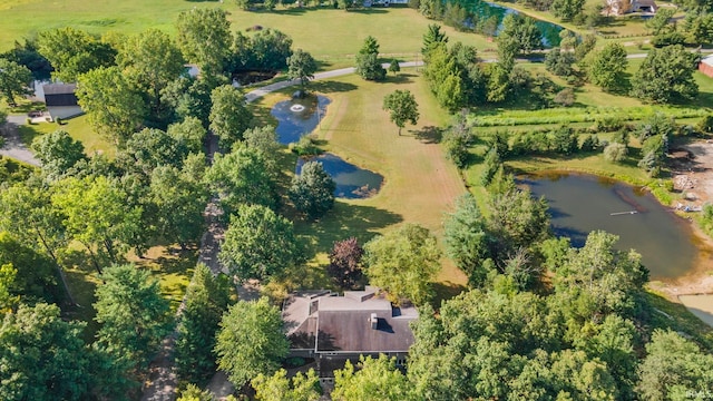 bird's eye view with a rural view and a water view