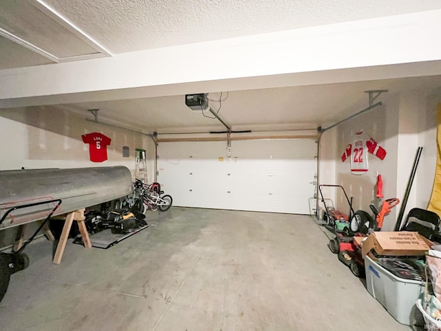 garage with a garage door opener