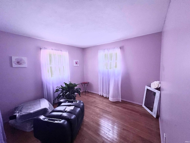 living area with wood-type flooring