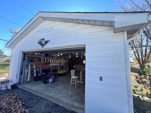 view of garage