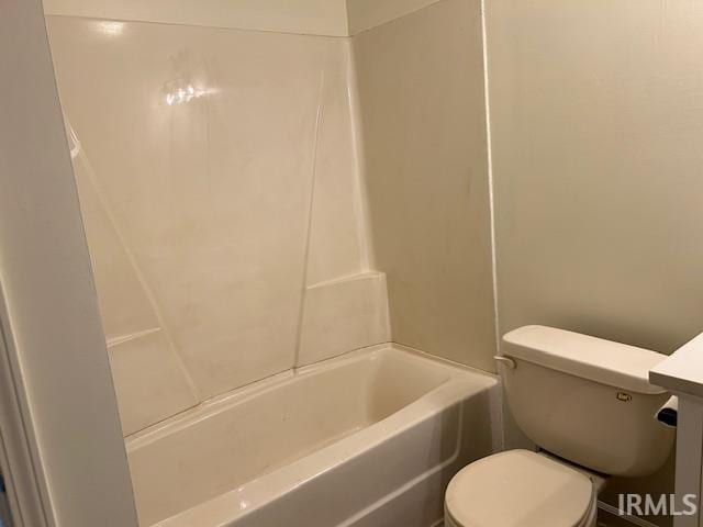 full bathroom featuring vanity, shower / bathtub combination, and toilet