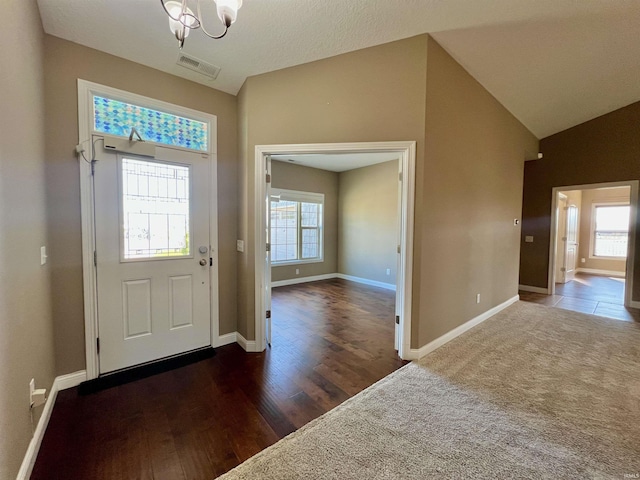 1793 Breckenridge Pass, Fort Wayne, IN 46845 - foyer featuring baseboards, visible vents, and lofted ceiling