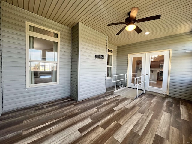 1793 Breckenridge Pass, Fort Wayne, IN 46845 - wooden deck featuring french doors, a ceiling fan, and covered porch