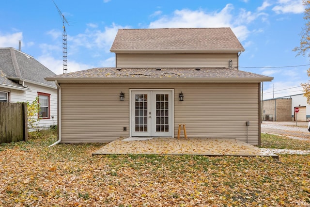 back of house with french doors and a patio