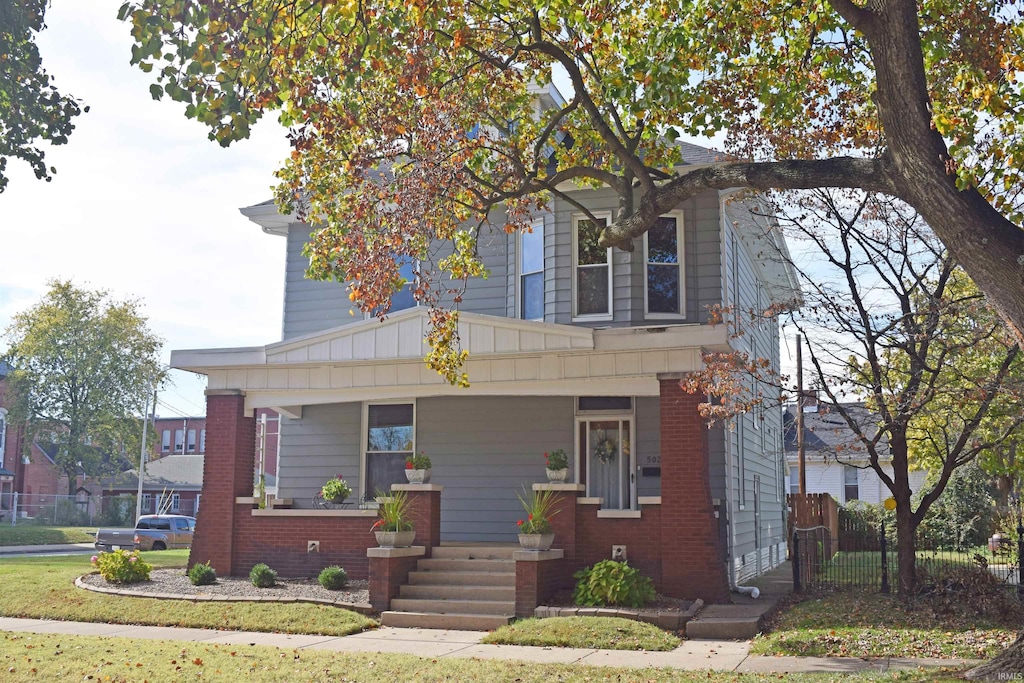 view of front facade featuring covered porch