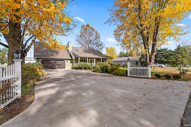 single story home with a garage