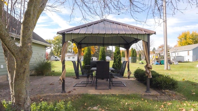 view of patio featuring a gazebo