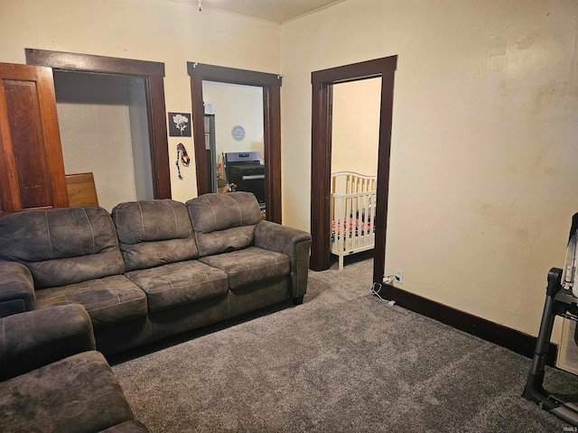 living room with carpet floors