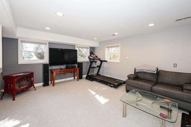 living room with carpet floors