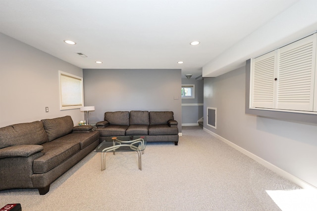 living room with carpet floors