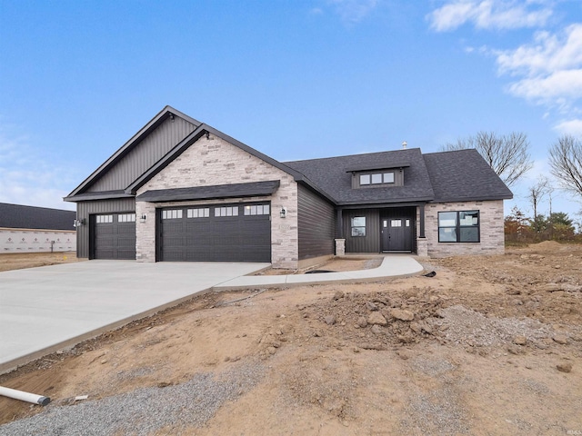 craftsman inspired home with a garage