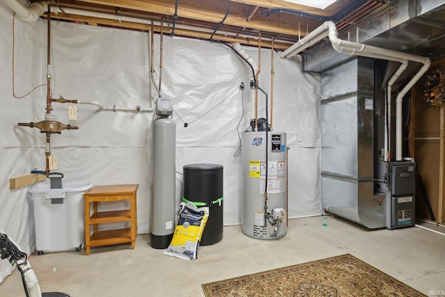 utilities with heating unit and gas water heater