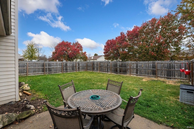 view of yard featuring a patio area