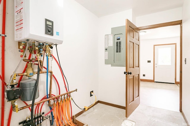 hallway featuring electric panel