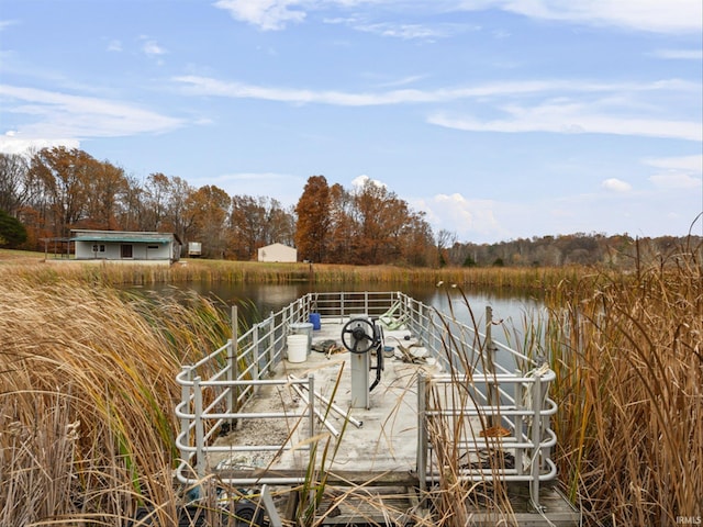 view of dock featuring a water view