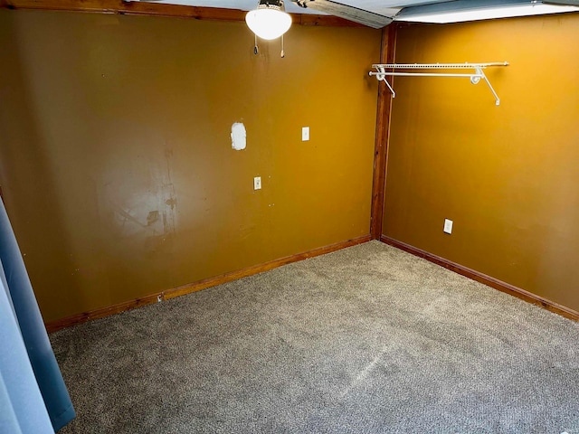 spare room with carpet flooring and ceiling fan