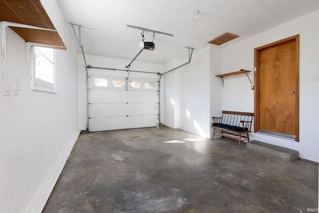 garage with a garage door opener