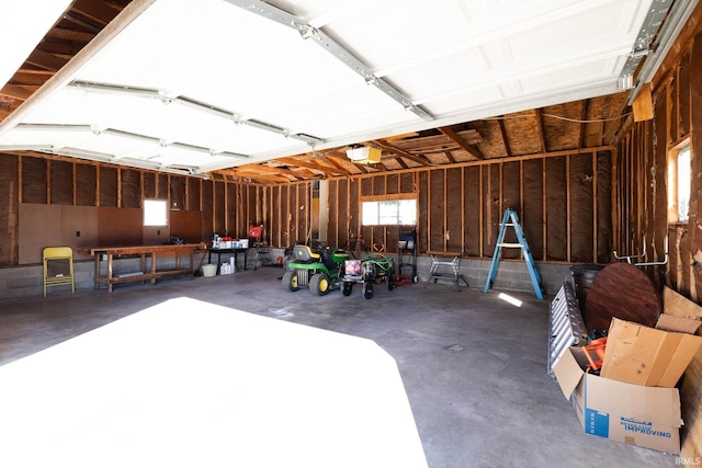 garage with a garage door opener