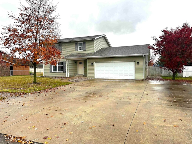 view of front property with a garage